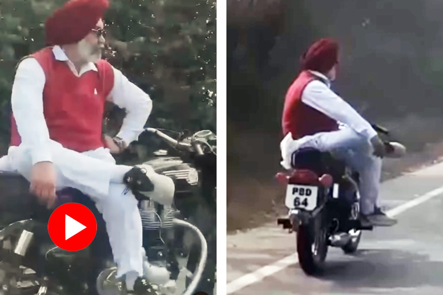 Video of man rides bike in auto-pilot mode goes viral