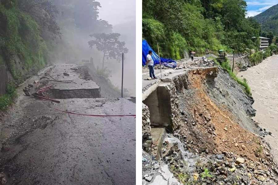 বিপর্যস্ত ১০ নম্বর জাতীয় সড়ক।