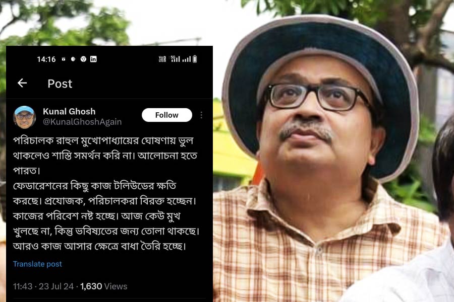ঘটনায় ইতিমধ্যেই লেগেছে রাজনীতির রং। কমলেশ্বর মুখোপাধ্যায়ের পোস্টে প্রথমেই মন্তব্য করেছিলেন কুণাল ঘোষ। কুণাল লিখেছেন, ‘‘পরিচালক রাহুল মুখোপাধ্যায়ের ঘোষণায় ভুল থাকলেও শাস্তি সমর্থন করি না। আলোচনা হতে পারত। ফেডারেশনের কিছু কাজ টলিউডের ক্ষতি করছে। প্রযোজক, পরিচালকেরা বিরক্ত হচ্ছেন। কাজের পরিবেশ নষ্ট হচ্ছে। আজ কেউ মুখ খুলছেন না, কিন্তু ভবিষ্যতের জন্য তোলা থাকছে। আরও কাজ আসার ক্ষেত্রে বাধা তৈরি হচ্ছে।’’ 