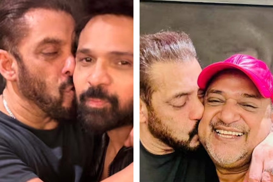 Salman Khan kisses Himesh Reshammiya and Sajid Khan on Iulia Vantur’s birthday night