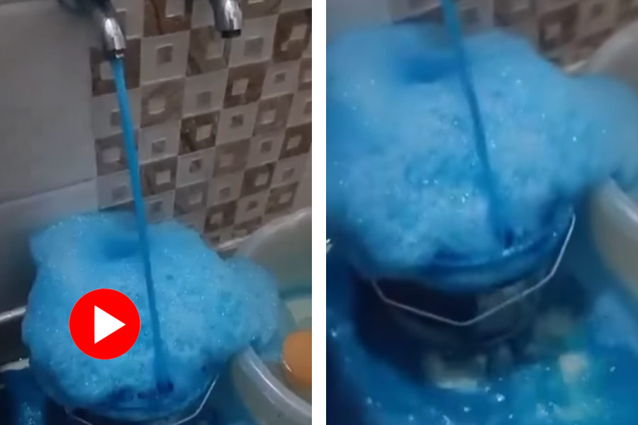 Blue foam water comes out of tap in Delhi’s Peeragarhi village dgtl