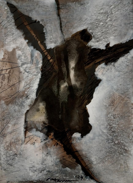 উৎসুক: অতনু ভট্টাচার্যের একক প্রদর্শনীর চিত্রকর্ম।