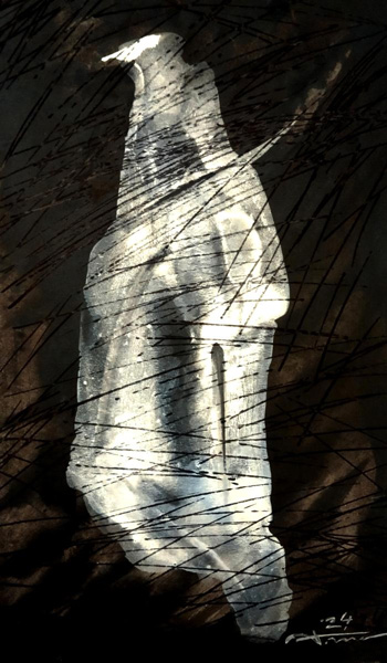 উৎসুক: অতনু ভট্টাচার্যের একক প্রদর্শনীর চিত্রকর্ম।