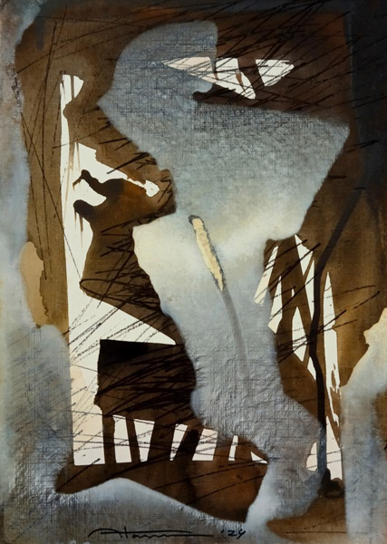 উৎসুক: অতনু ভট্টাচার্যের একক প্রদর্শনীর চিত্রকর্ম।