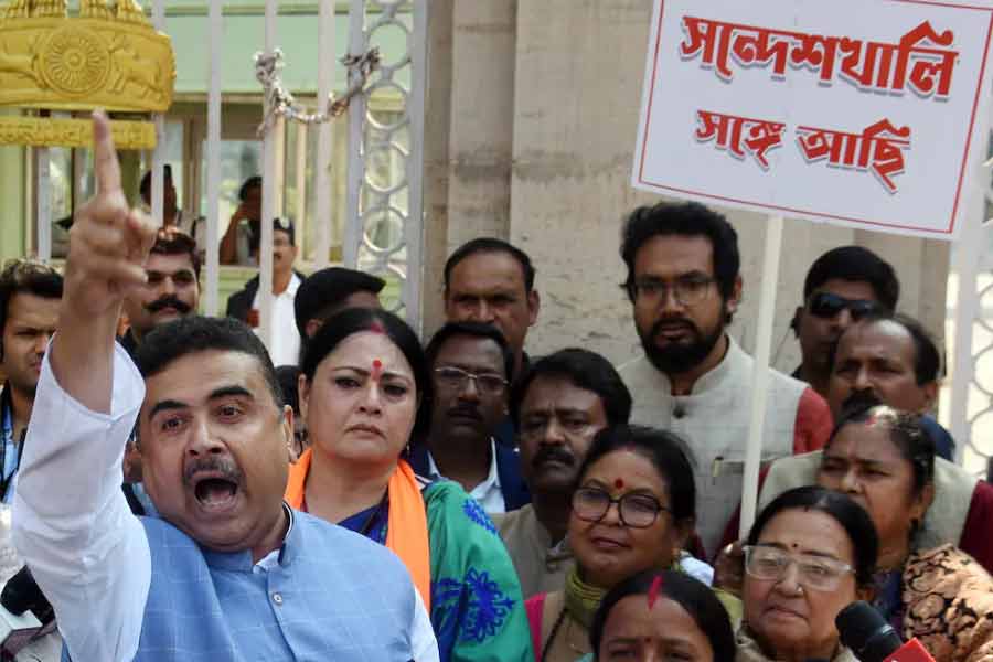 ইডির উপরে হামলা, তৃণমূল নেতার গ্রেফতারি, গ্রামবাসীদের আন্দোলন— পর পর ঘটনায় সন্দেশখালি অস্বস্তিতে ফেলেছিল রাজ্যের শাসকদল তৃণমূলকে। বিজেপি সেই সুযোগ লুফে নেয়। 