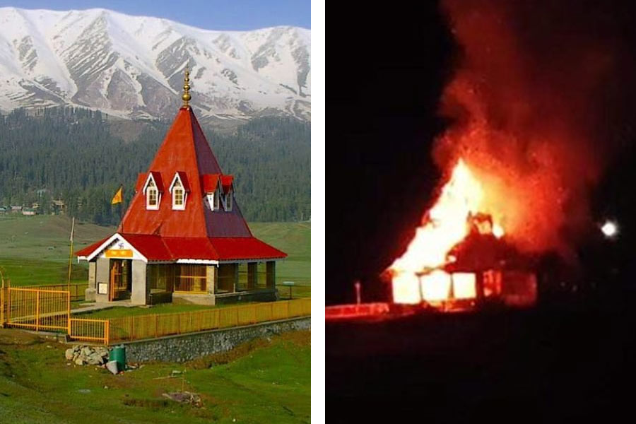 106-year-old Maharani Temple in Gulmarg gutted in massive fire