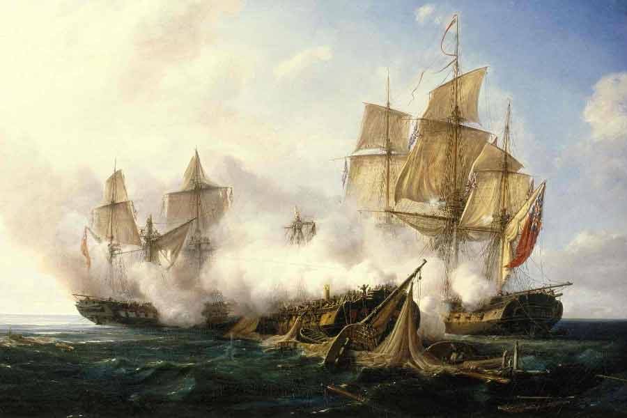 মাঝসমুদ্রে জাহাজের উপর হামলা করে তারা। নামে বাণিজ্যতরী হলেও সে কালে এই ধরনের জাহাজকে রণতরী হিসাবে ব্যবহার করা হত। সে জাহাজেও যুদ্ধের বন্দোবস্ত ছিল।