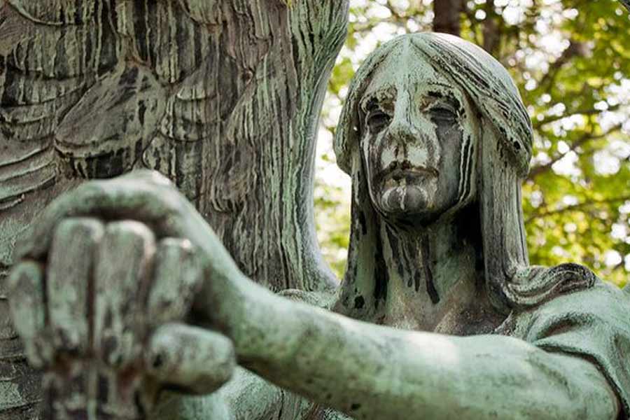 ‘The Angel Of Death Victorius’, the weeping angel of Lake view cemetery, known as the Haserot angel