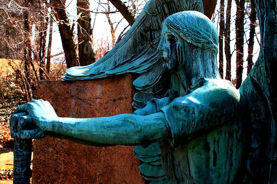 ‘The Angel Of Death Victorius’, the weeping angel of Lake view cemetery, known as the Haserot angel