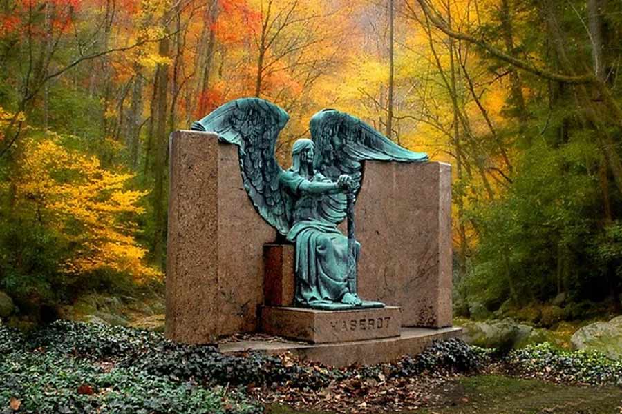 ‘The Angel Of Death Victorius’, the weeping angel of Lake view cemetery, known as the Haserot angel