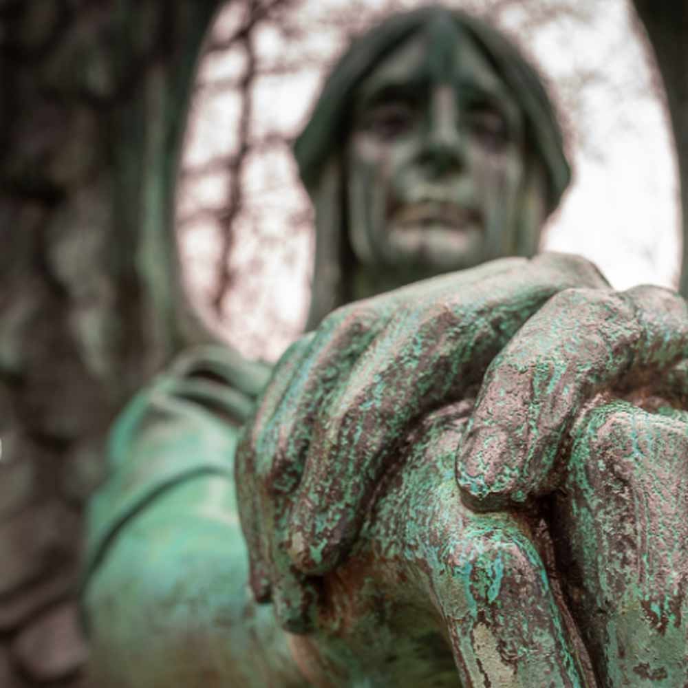 ‘The Angel Of Death Victorius’, the weeping angel of Lake view cemetery, known as the Haserot angel