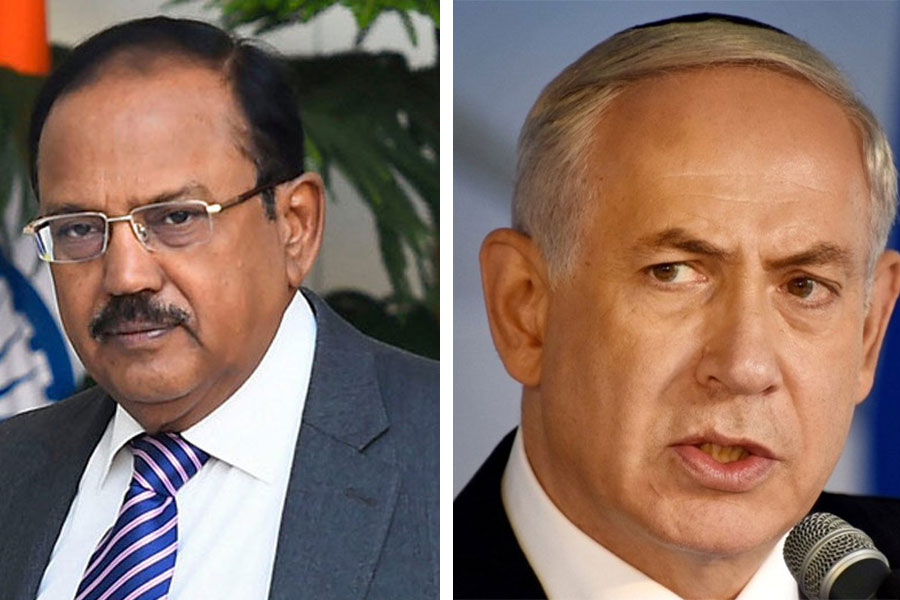 An image of Ajit Doval and Netanyahu