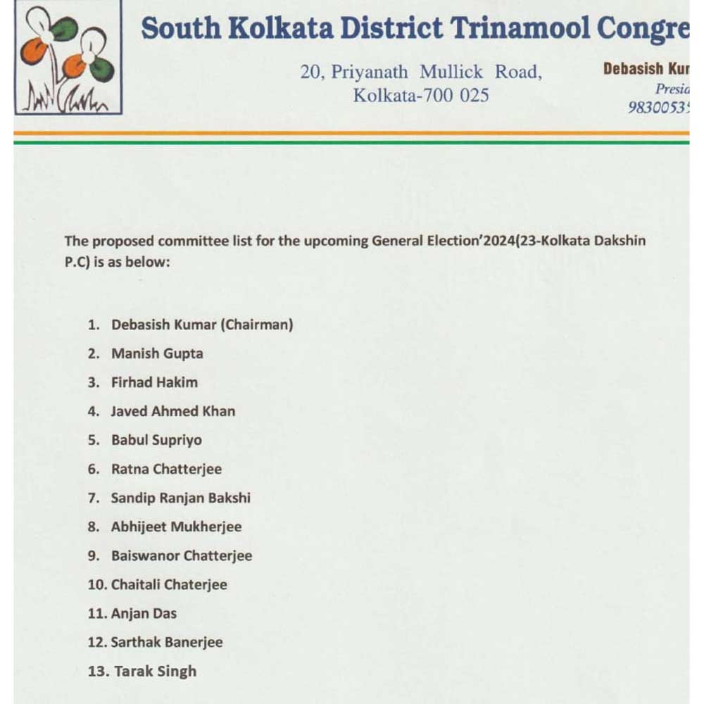 Veteran leader Tarak Singh has been inducted into the TMC South Kolkata election committee