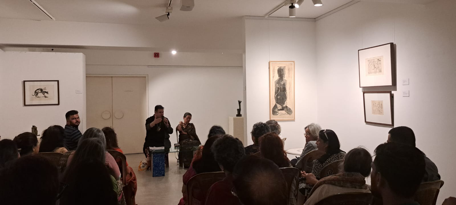Sujoy Prasad Chatterjee and Sohag Sen discuss fear in a session at CIMA gallery