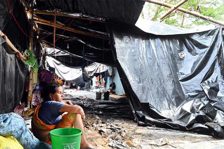 Temporary houses of the Slum Dwellers of EM bypass were damaged due to storm
