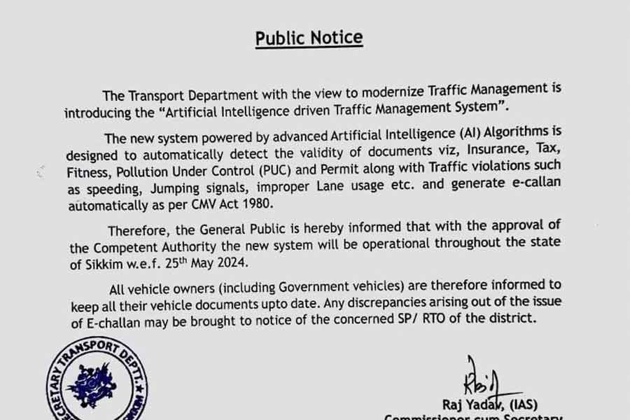 Sikkim uses AI to operate traffic management