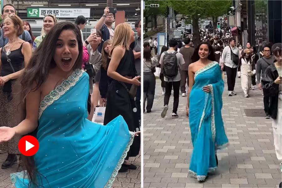 Indian woman takes over streets of Japan in saree, video goes viral