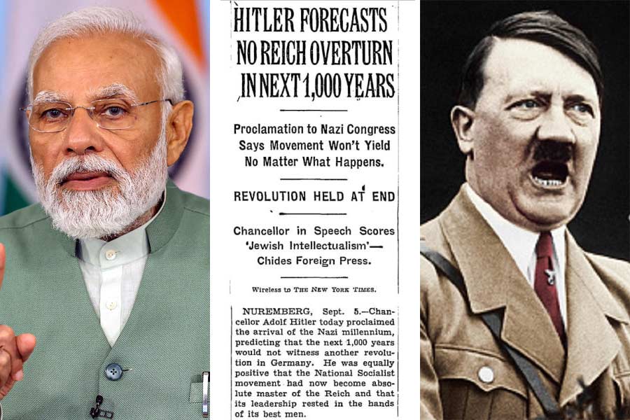 After the fifth phase of lok sabha election TMC has compared Narendra Modi with Adolf Hitler