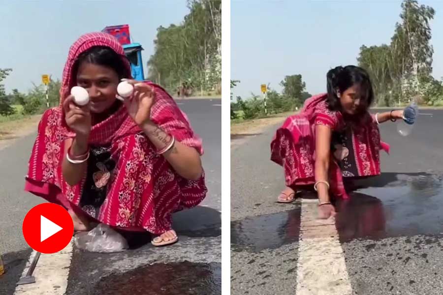Woman trying to cook omelet on a hot road sparks outrage and concern