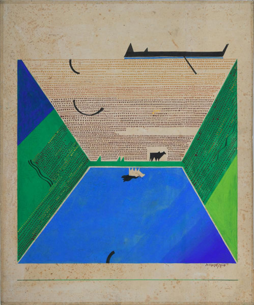 কাব্যিক: গণেশ হালুইয়ের প্রদর্শনীর চিত্রকর্ম।