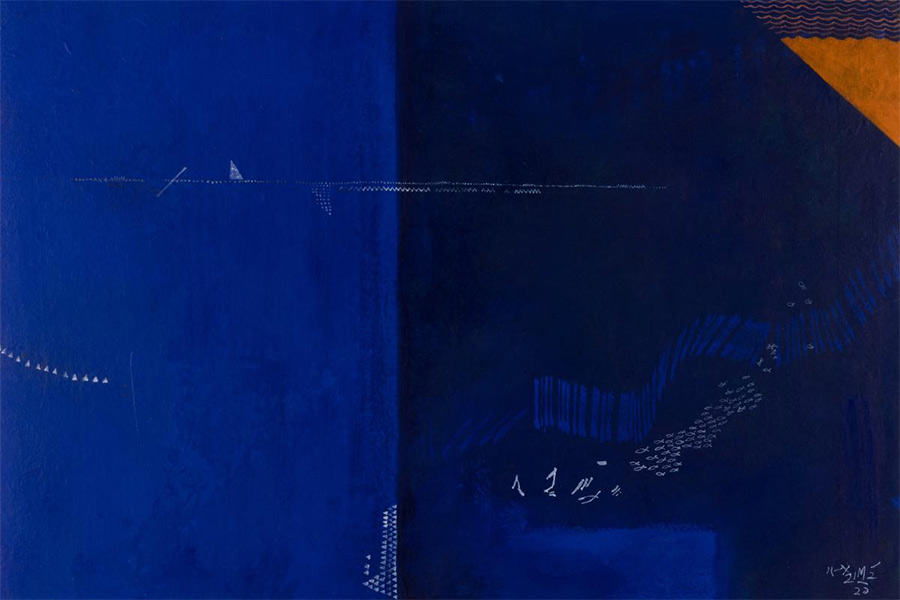 কাব্যিক: গণেশ হালুইয়ের প্রদর্শনীর চিত্রকর্ম।