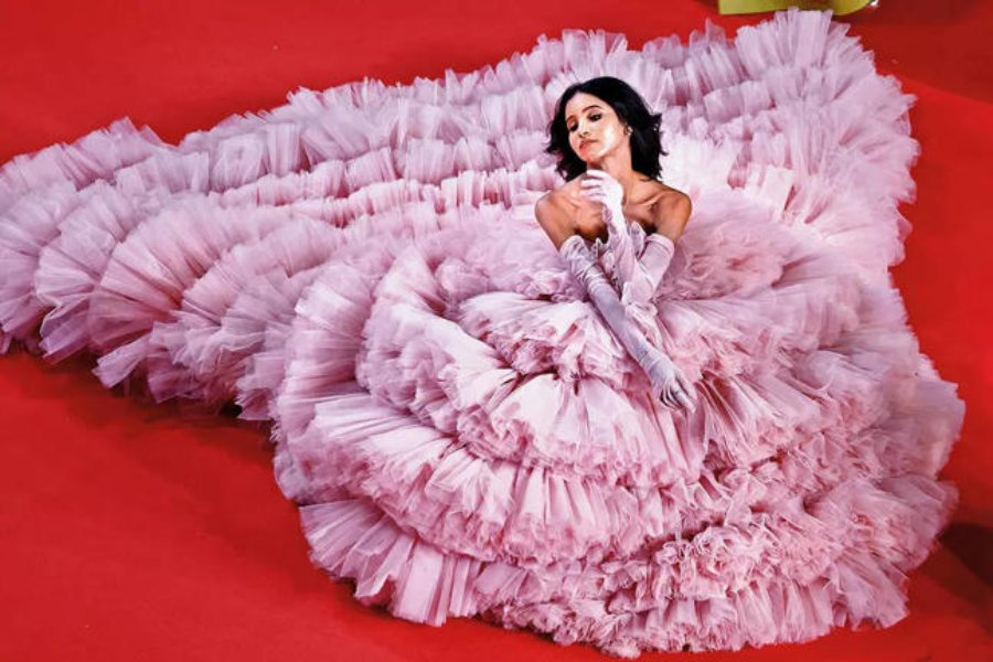 ন্যান্সিকে দেখে ঝলসে উঠতে থাকল বিদেশি সংবাদমাধ্যমের ক্যামেরার ফ্ল্যাশ বাল্‌ব। তবে ন্যান্সির সম্ভবত কানের লাল গালচে তখনই ছাড়ার ইচ্ছে ছিল না। ক্যামেরার আগ্রহ দেখে গালচের উপরেই তাঁর গাউনটিতে ছড়িয়ে বসে পড়েন তিনি।