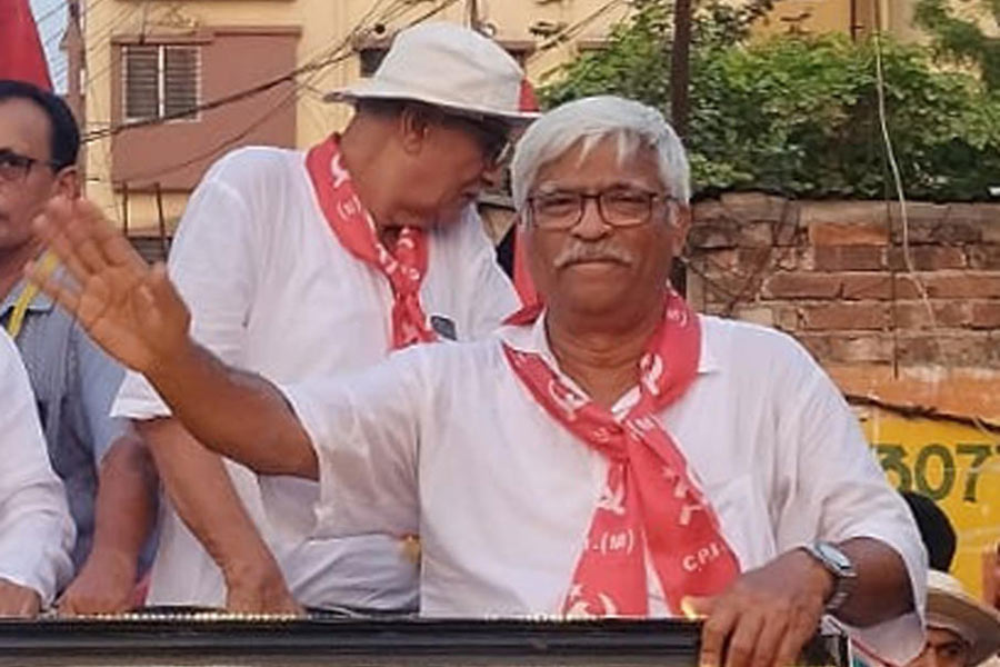 Dum Dum CPM candidate Sujan Chakraborty was seen to do election campaign ahead of the Lok Sabha Election in Kolkata