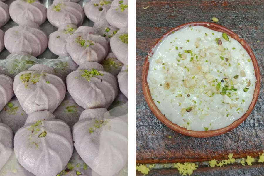 ভাইফোঁটা স্পেশাল আতা ছানার পায়েস। রকমারি মিষ্টিতে থাকছে ব্ল্যাক কারেন্ট সন্দেশ।