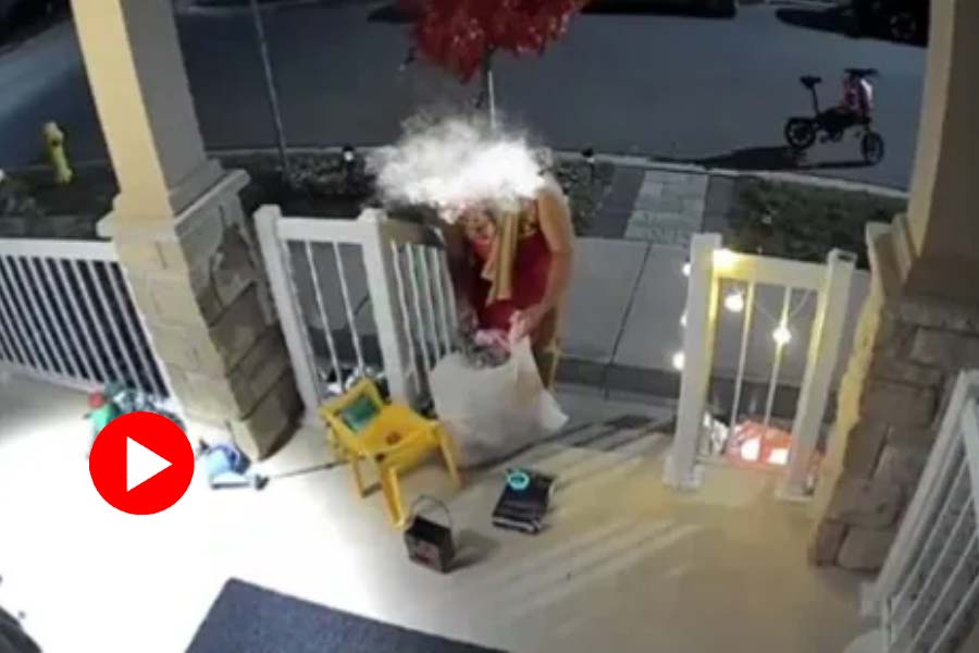 A woman in Canada was caught in CCTV stealing Halloween candies