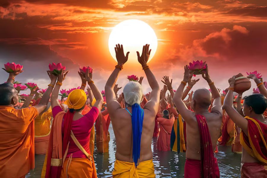 বলা হয়, বৈদিক যুগে ঋষিরা সূর্যের রশ্মি থেকে শক্তি লাভের জন্য সরাসরি সূর্যের আলোতে নিজেদের উন্মুক্ত করে ছটপুজো করতেন। এই প্রতিবেদনটি ‘আনন্দ উৎসব’ ফিচারের একটি অংশ।