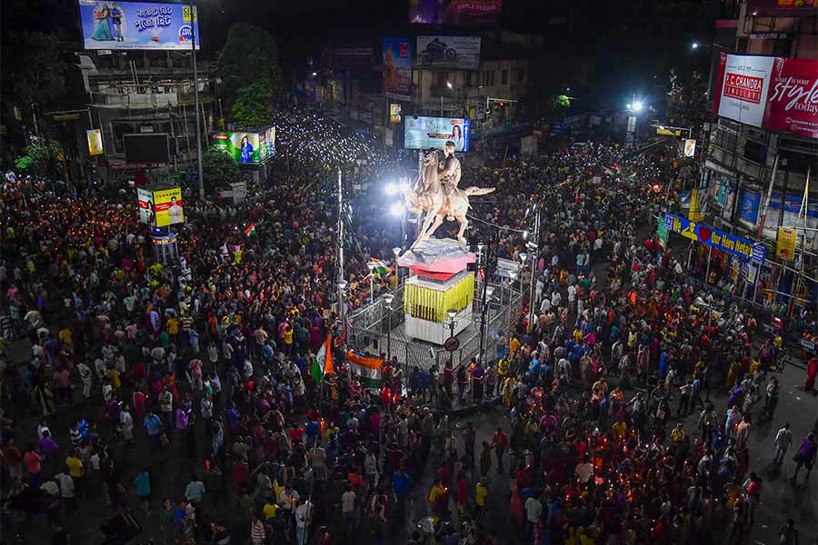 গত ১৪ অগস্ট শ্যামবাজারে ‘রাতদখল’।