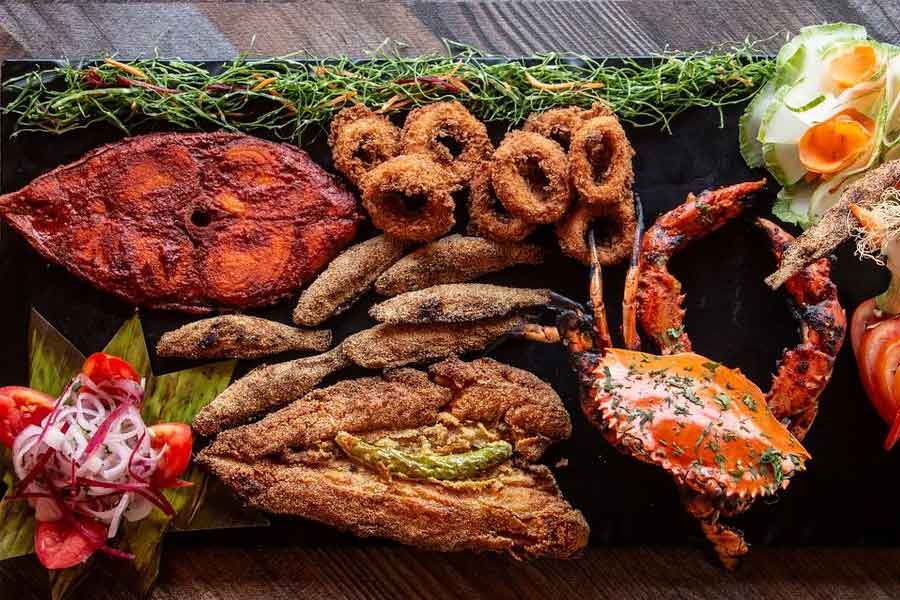 গোয়ার রকমারি সামুদ্রিক খাবার।