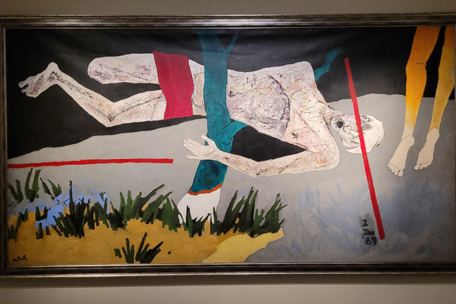 হত্যা: বার্বিকান সেন্টারে মকবুল ফিদা হুসেনের আঁকা সফদর হাশমির ছবি।