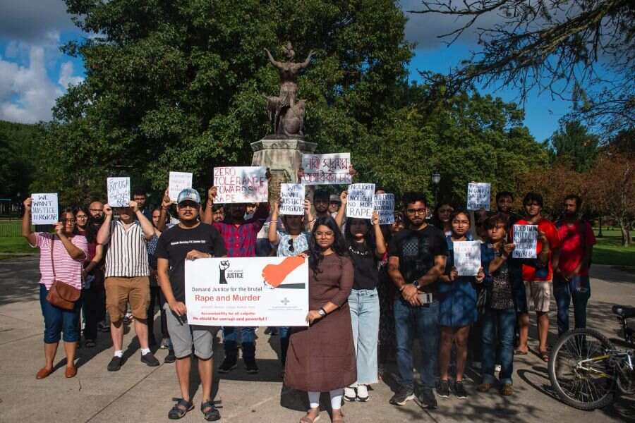Protest meeting on campus.