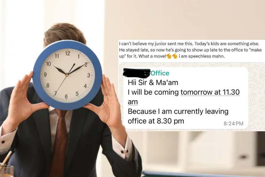 Messaging boss about late arrival at office due to late night work of an employee creates ruckus in internet