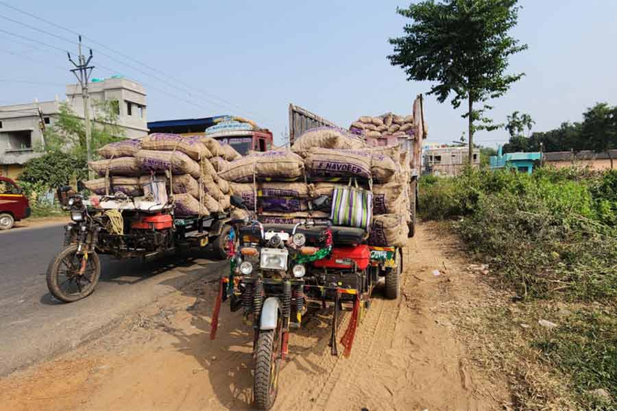 বীজ আলু নিয়ে বাড়ির পথে চাষিরা।