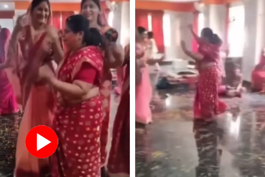 Video of woman dances with full energy on wedding ceremony