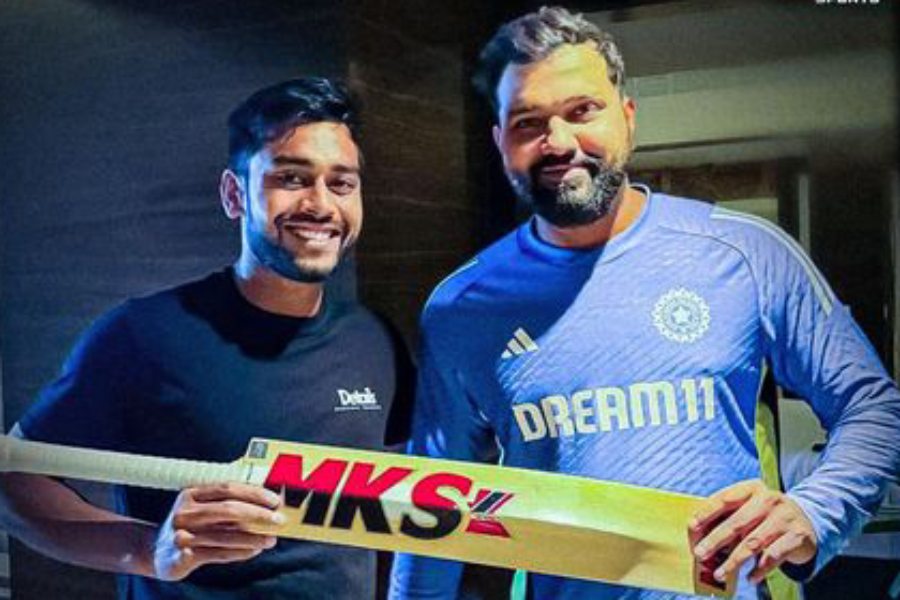 Picture of Mehidy Hasan and Rohit Sharma