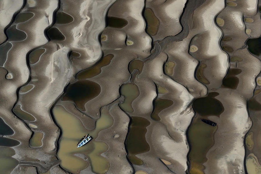 Amazon tributary Solimoes depth drops record low due to severe drought in Brazil 