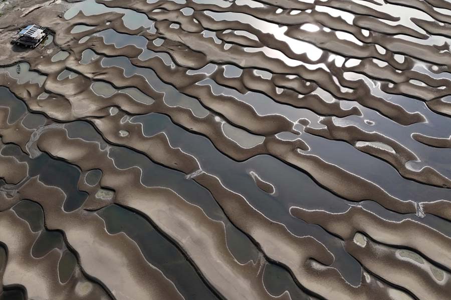 Amazon tributary Solimoes depth drops record low due to severe drought in Brazil 