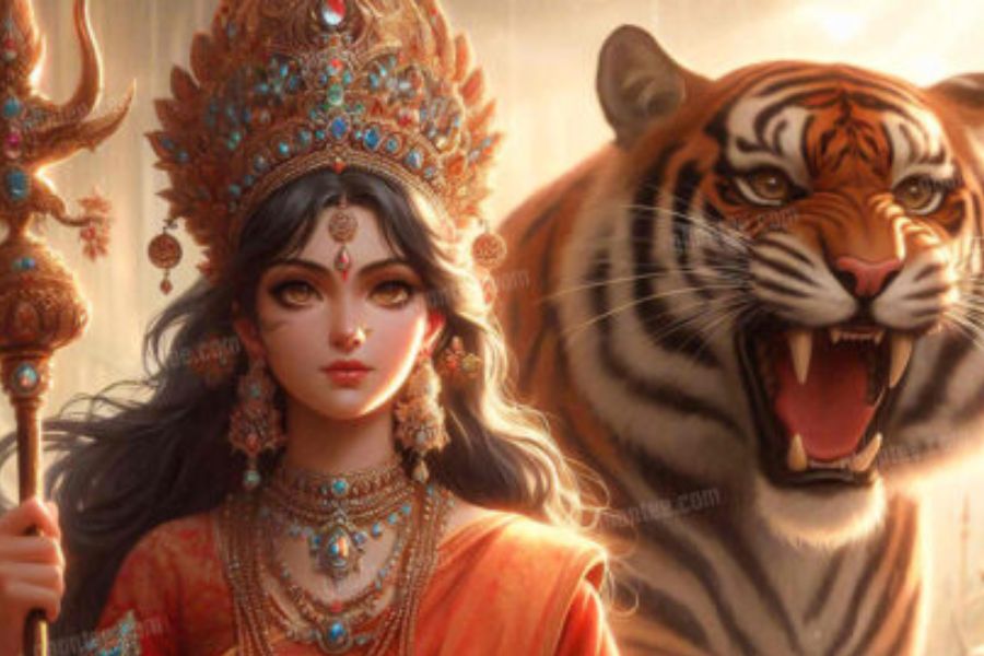 মহিষাসুরমর্দিনী মা দুর্গার বাহন হিসেবে সিংহকেই বরাবর দেখে এসেছেন বেশির ভাগ মানুষ। কিন্তু জানেন কি, দেবী দশভূজার বাহন হিসেবে বাঘকেও পুজো করা হয়? আসুন জেনে নিই, কোথায় বাঘের পিঠে চড়েই পূজিত হন দুর্গা।