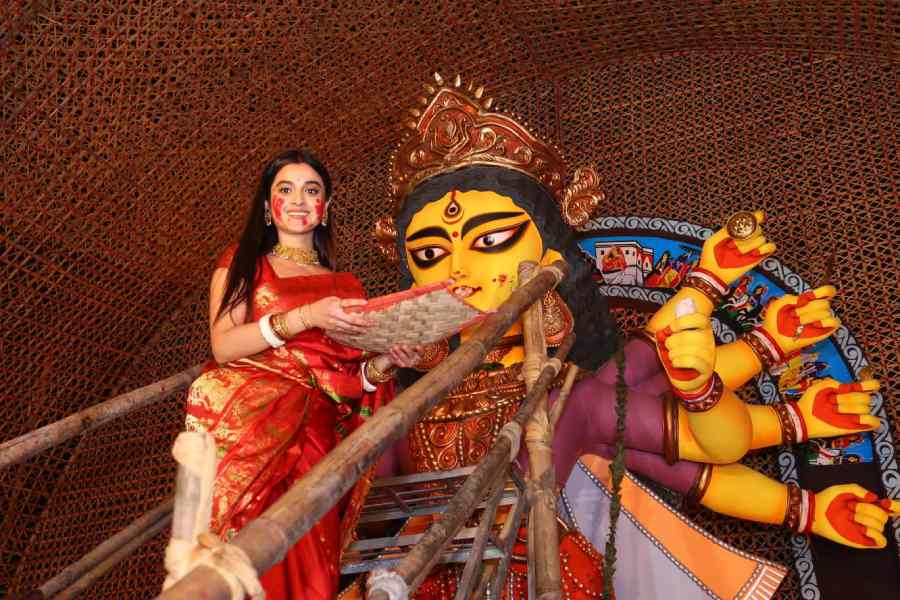 দর্শনা সেখানেও দেবী বরণ করলেন। সারা দিনের একের পর এক কর্মসূচি যেন কাজ নয়, আনন্দেরই আর এক রূপ তাঁর কাছে।