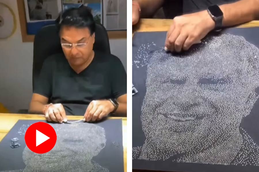 Jeweller from Surat has crafted a diamond studded portrait of the late Ratan Tata