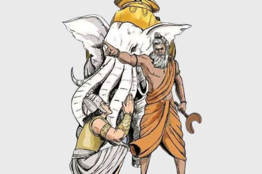 কিন্তু দেবরাজ সেই মালা নাকি ঐরাবতের দিকে ছুঁড়ে দেন। আর ঐরাবতও সেই মালা নিজের পায়ে দলে দেয়। স্বাভাবিক ভাবেই অপমানিত বোধ করেন দুর্বাসা। 