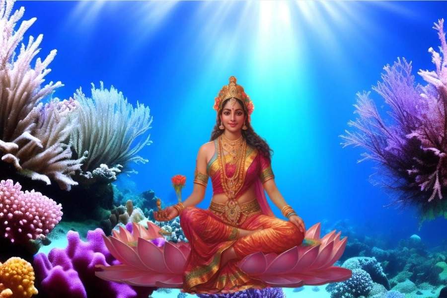 অবশ্য ভিন্ন কাহিনিও রয়েছে।স্কন্দ পুরাণে বলা হয়েছে, নারায়ণকে স্বামী হিসেবে পেতে লক্ষ্মী সমুদ্রের গর্ভে প্রবেশ করে বছরের পর বছর ধরে কঠোর তপস্যা করেছিলেন। আর সেই সময়ে বহু দেবতাই ছদ্মবেশে লক্ষ্মীর সামনে আসেন। 