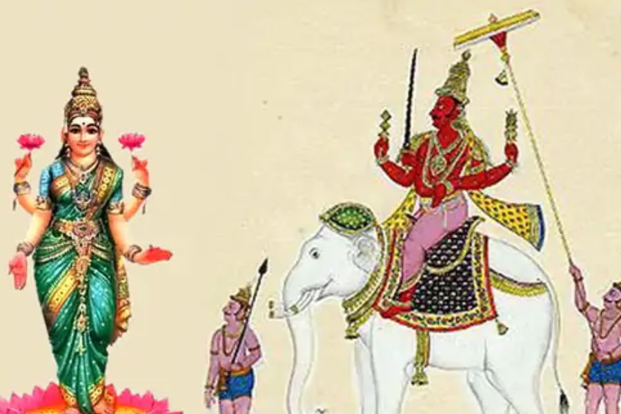 ইন্দ্র যখন রম্ভা ও সম্ভোগে মত্ত, ঠিক তখন ওই মালার কদর বোঝেননি এবং এক ঐরাবতীর গলায় ছুড়ে দেন। রেগে ক্ষুব্ধ হয়ে দূর্বাশা মুনি দেবরাজ ইন্দ্রকে অভিশাপ দিলেন, ‘‘তোমার ত্রিলোক এখন লক্ষ্মীছাড়া হবে। অর্থাৎ লক্ষ্মীর নির্বাসন।’’