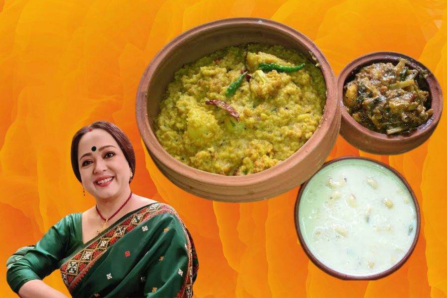 লক্ষ্মীপুজোর ভোগ মানেই পাতে খিচুড়ি আর পায়েস তো থাকবেই। এই বারের ভোগের পাতে কী কী আয়োজন করেছেন তিনি?    অপরাজিতা আঢ্য বলেন, ‘‘সবার জন্য লক্ষ্মীর খিচুড়ি ভোগেরই আয়োজন থাকবে। সঙ্গে একটা লাবড়া, চাটনি আর পায়েস।’’ 