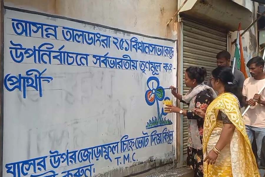 TMC starts campaigning by writing on wall for by poll in Taldangra dgtld