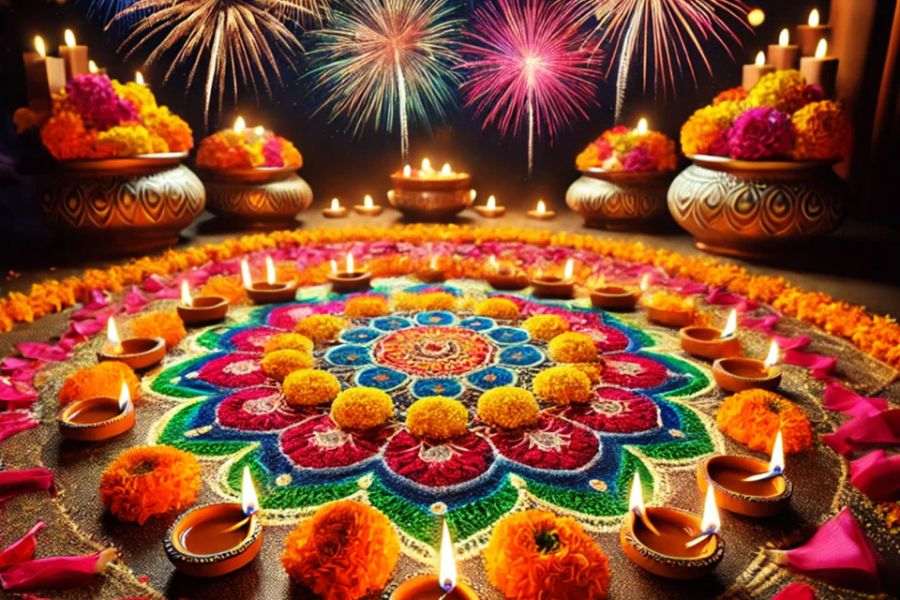 তবে বাঙালিরাও পিছিয়ে নেই। সুন্দর সুন্দর নকশা দিয়ে সদর দরজার সামনে কিংবা বাড়ির কোনও ঘরে রঙ্গোলি দেন। 