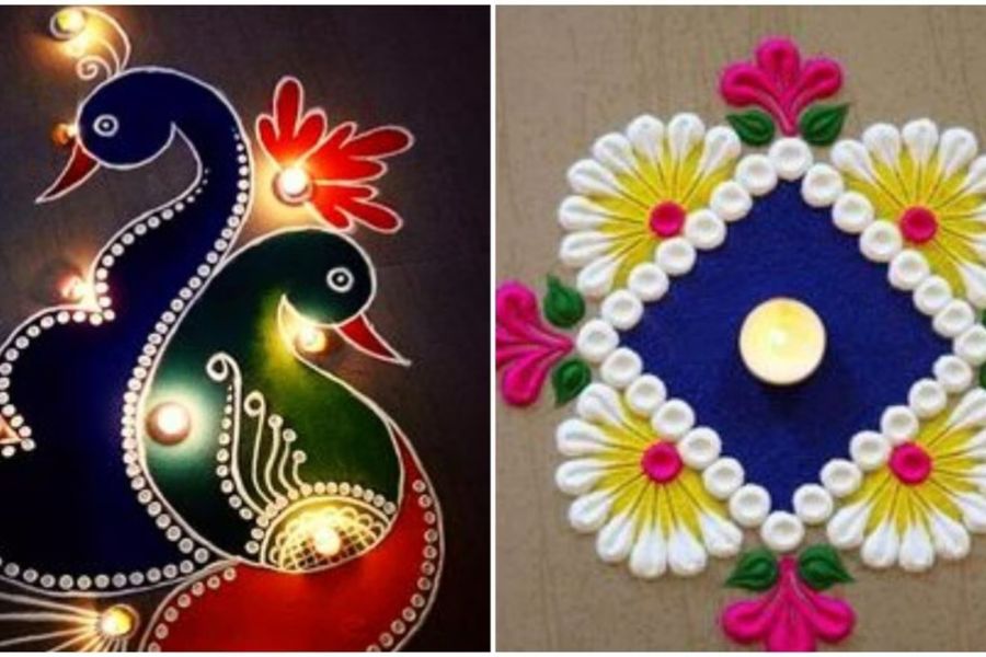 দেখে নেওয়া যাক সহজ কিছু নকশা, যা দিয়ে চটজলদি রঙ্গোলি দিতে পারবেন। 